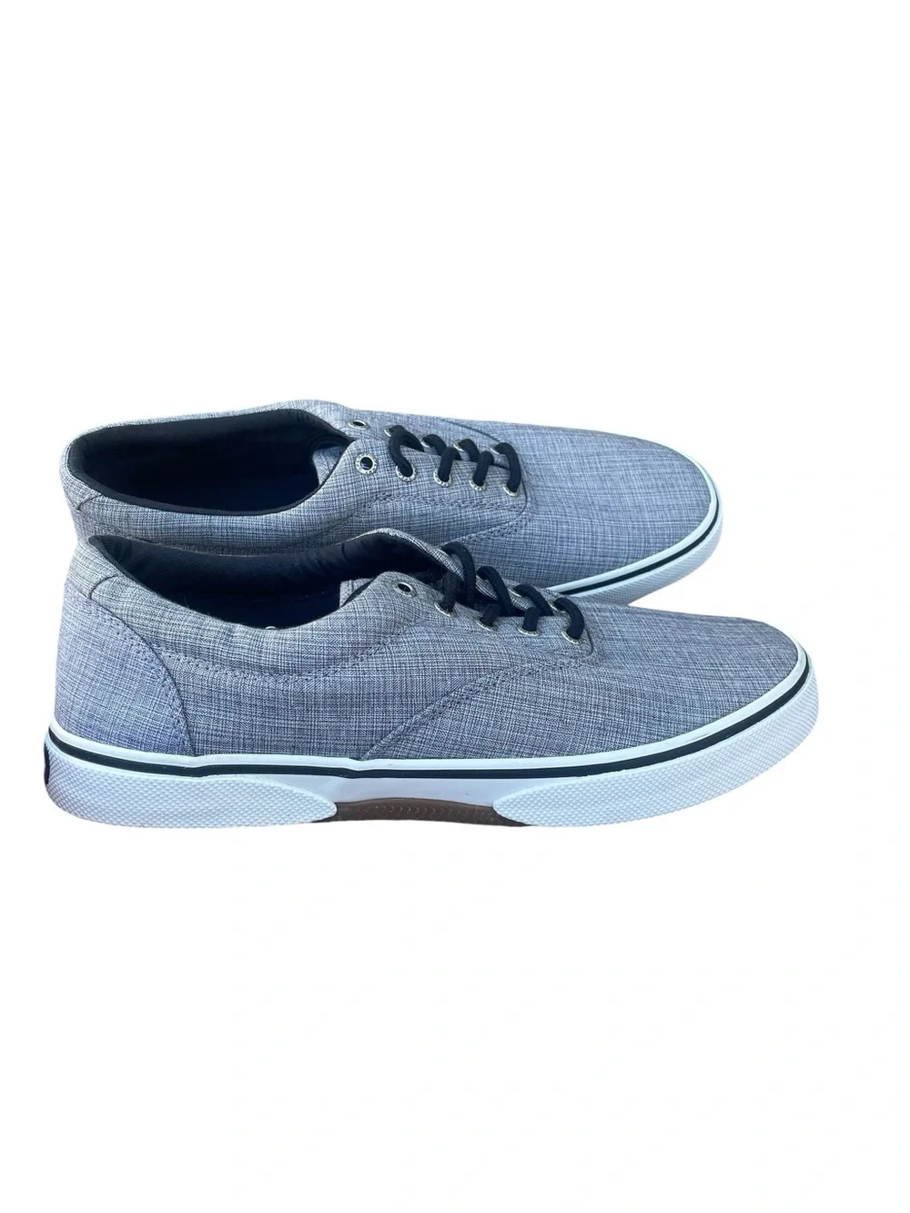 Sperry Men’s Canvas Low Top Sneaker, Size 11.5, Black/White, EUC